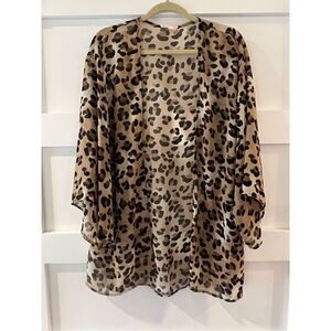 New Let Them Eat Cake Leopard Print Kimono Wrap Coverup